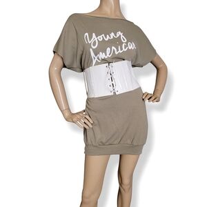 "Young American" Olive Green & White Corset Belt Dress by WinWin